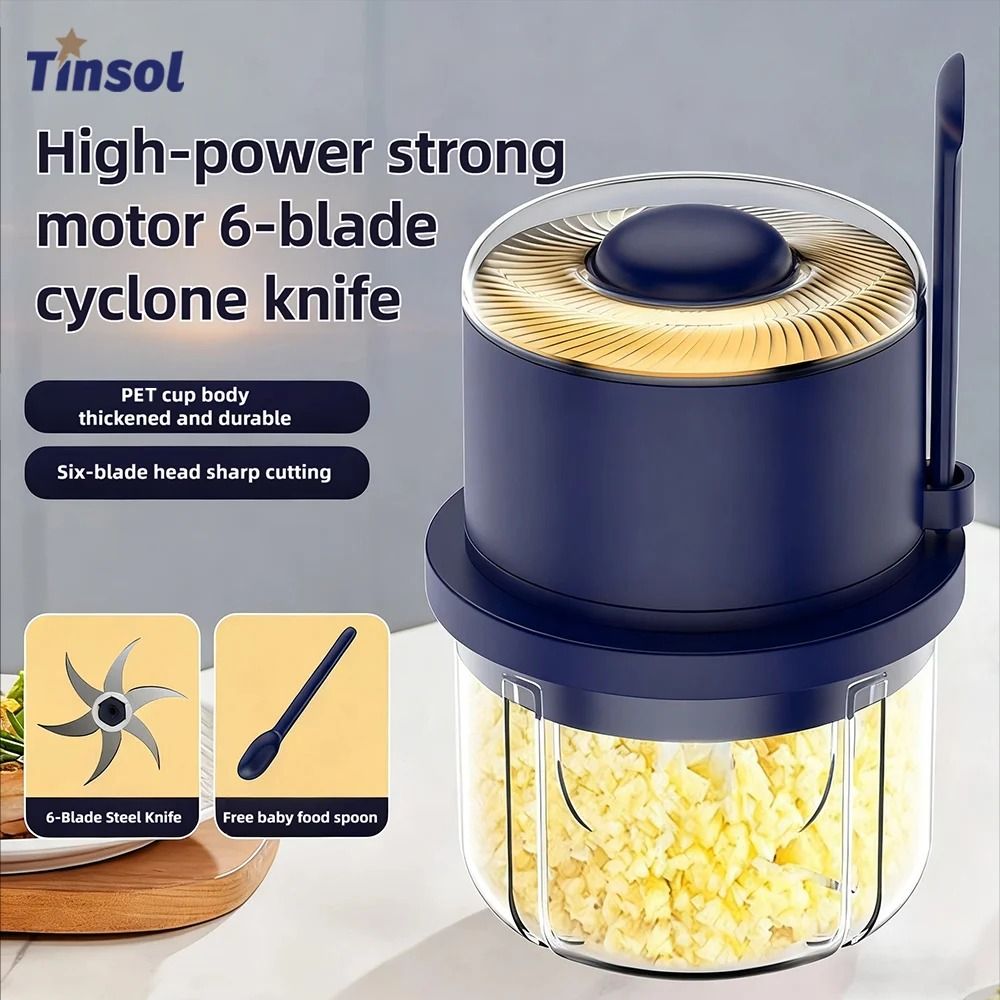 Electric Garlic and Ginger Crusher Mini Vegetable Cutter with 6 Blade Grinder