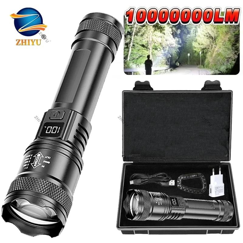 Wide Rectangular Flashlight Full Screen Rechargeable Zoomable LED Flashlight with LCD Display | Inspire Uplift
