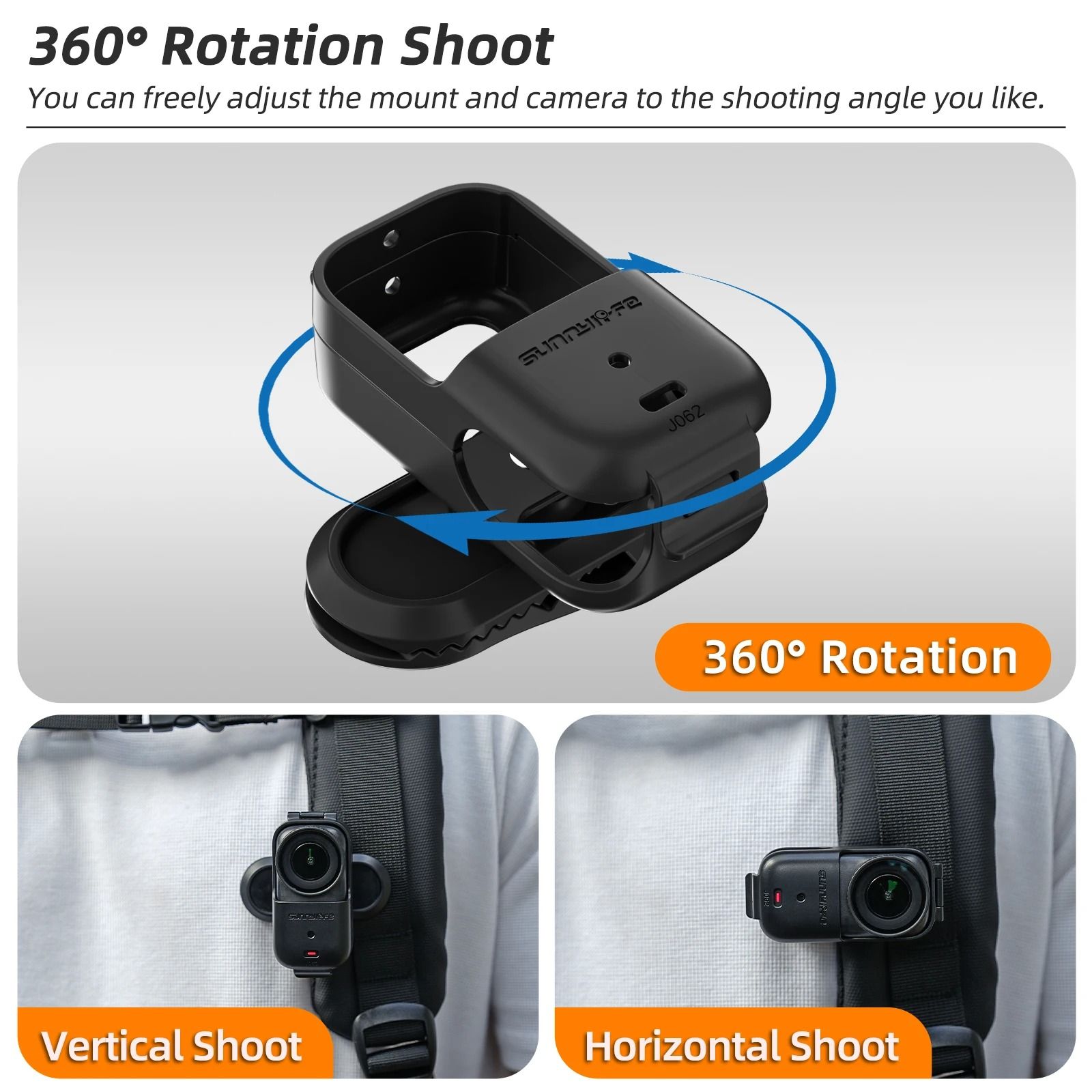 360 Degree Rotating Backpack Clip Mount for DJI Osmo Nano