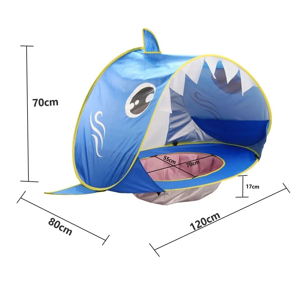 2 IN 1 Waterproof Sun Shelter UV-protecting Baby Beach Tent with Built-in Pool