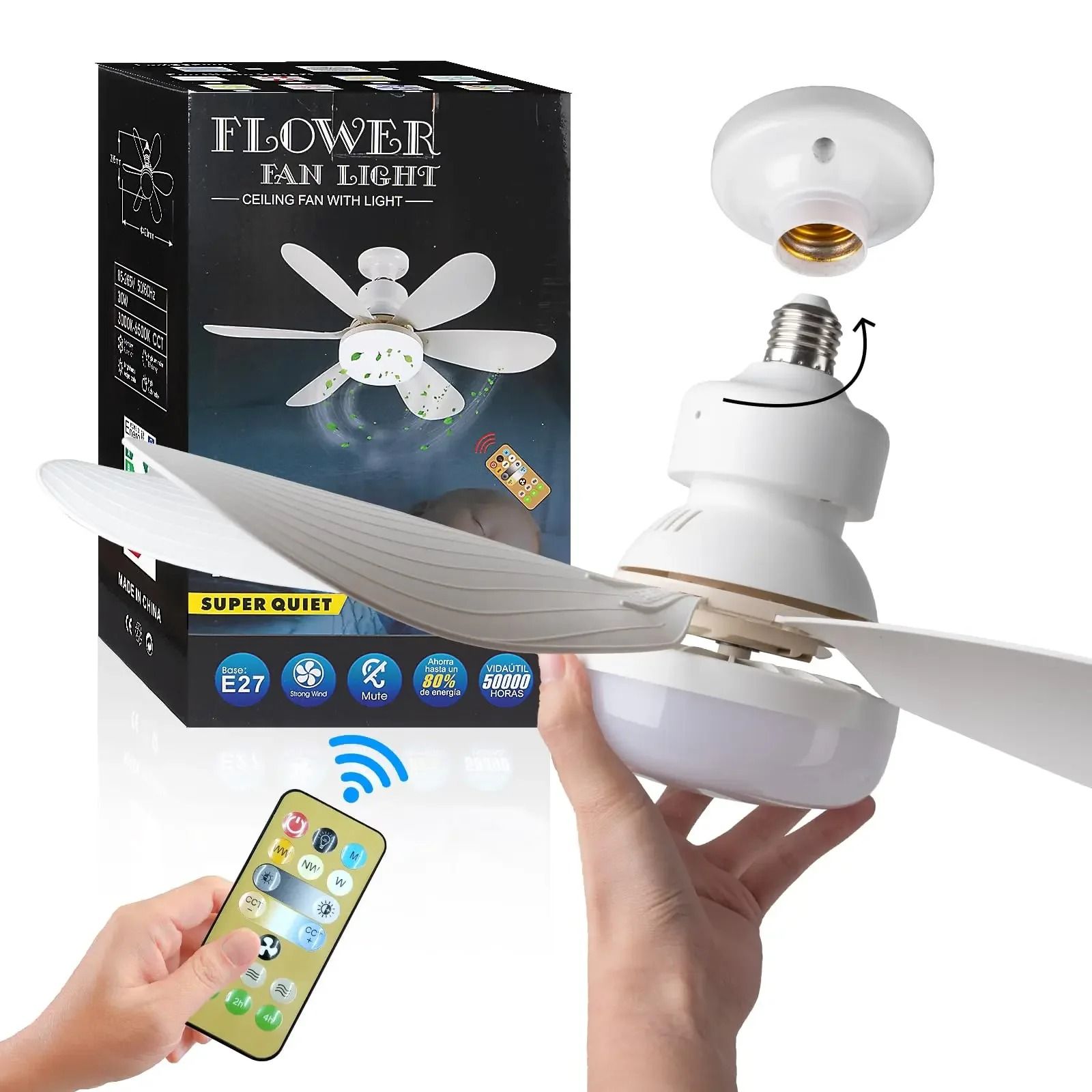 LED 40W Ceiling Fan Light E27 with Remote Control, Dimmable | Inspire ...