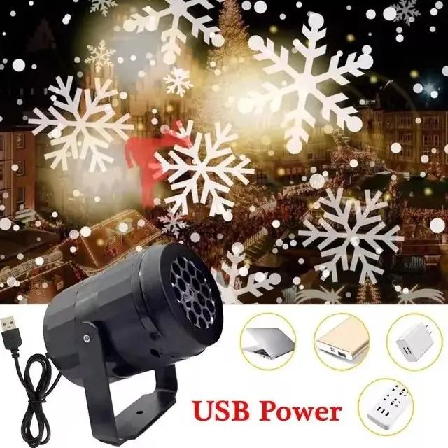 2025 LED Rotating Dynamic USB Projector Indoor Fairy Lights for Christmas and Home Decor