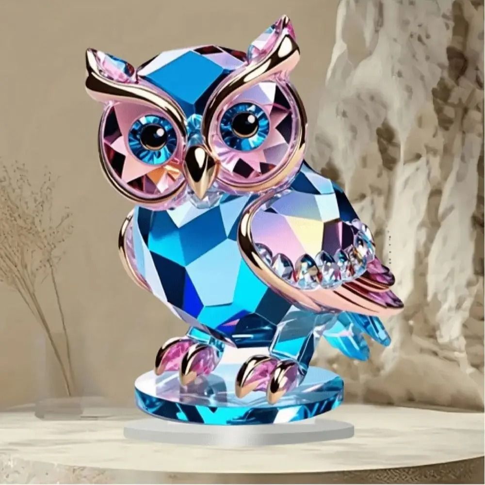 Cute Crystal Style Owl Desktop Decoration - Artistic Animal Themed Home Decor Ornament