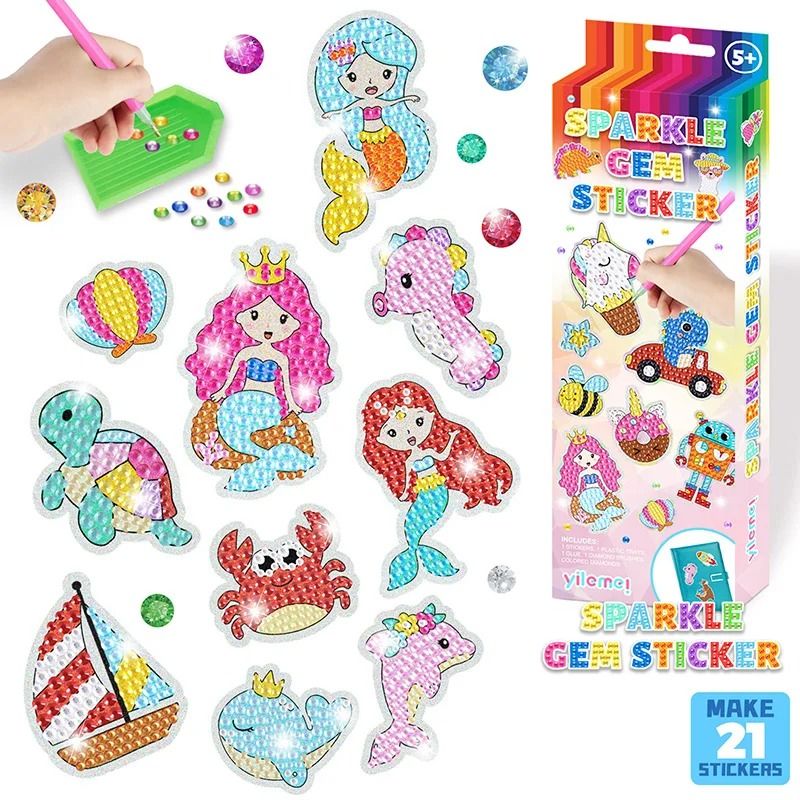 GEM 5D Diamond Painting Kit for Kids Handmade DIY Painting Tools Stickers Cute Art Crafts