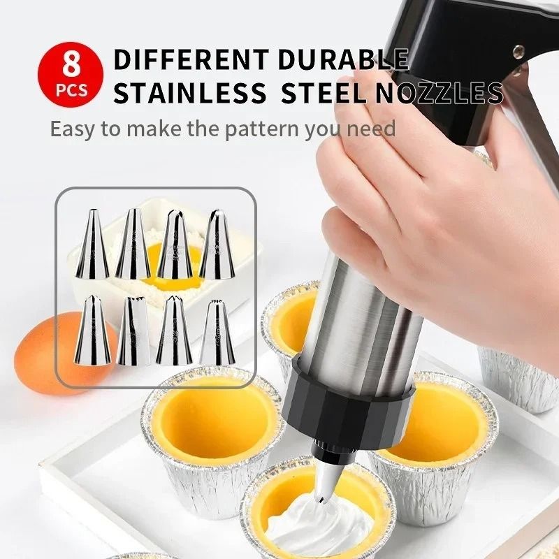 Stainless Steel Cookie Maker Press Machine - Professional Cake Cream Decorating Gun Kit