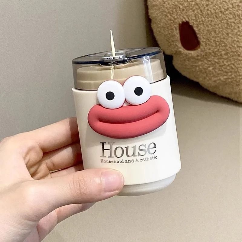 Automatic Press-Type Toothpick Holder – Creative Cartoon Desktop Storage Container