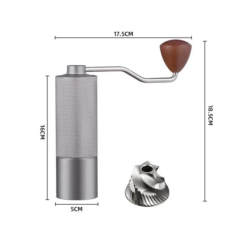 Adjustable Manual Coffee Bean Grinder – Diamond Texture CNC Stainless Steel Core Double Bearing