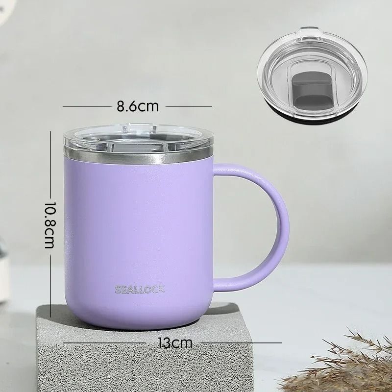 304 Stainless Steel Insulated Water Cup – 450ml Anti-Scalding Milk & Juice Mug with Lid