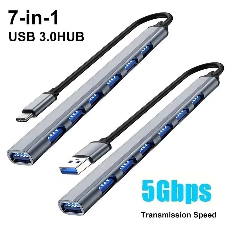 7-Port High-Speed USB 3.0 & Type-C Hub – Multi-Splitter Adap | Inspire ...