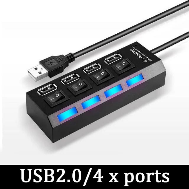 7-in-1 High-Speed USB 3.0 Hub - Multi-Port Adapter with Individual Power Switches for Laptop & PC