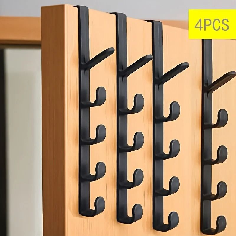 4 Piece 5 Hook Door Hook Back Storage Rack Household Bathroo | Inspire ...