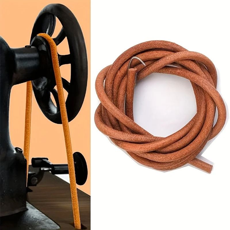 Durable Brown Cowhide Pedal Sewing Machine Belt for Old-Fashioned Household Sewing Machines