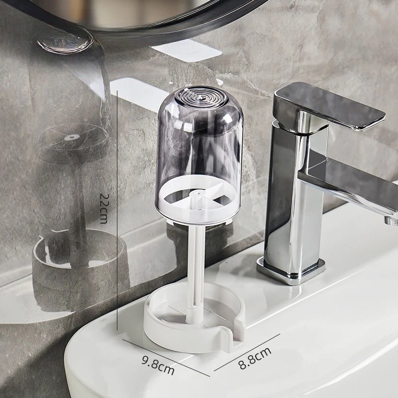 Plastic Multifunctional Bathroom Toothbrush and Cup Organizer with Dust Cover and Drainage Design