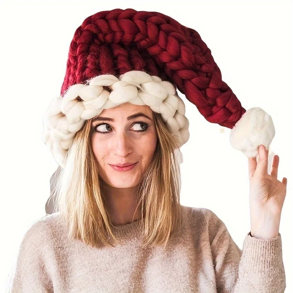 Handmade Santa Claus Hat Autumn and Winter Polyester Christmas Hat for Holiday Occasions