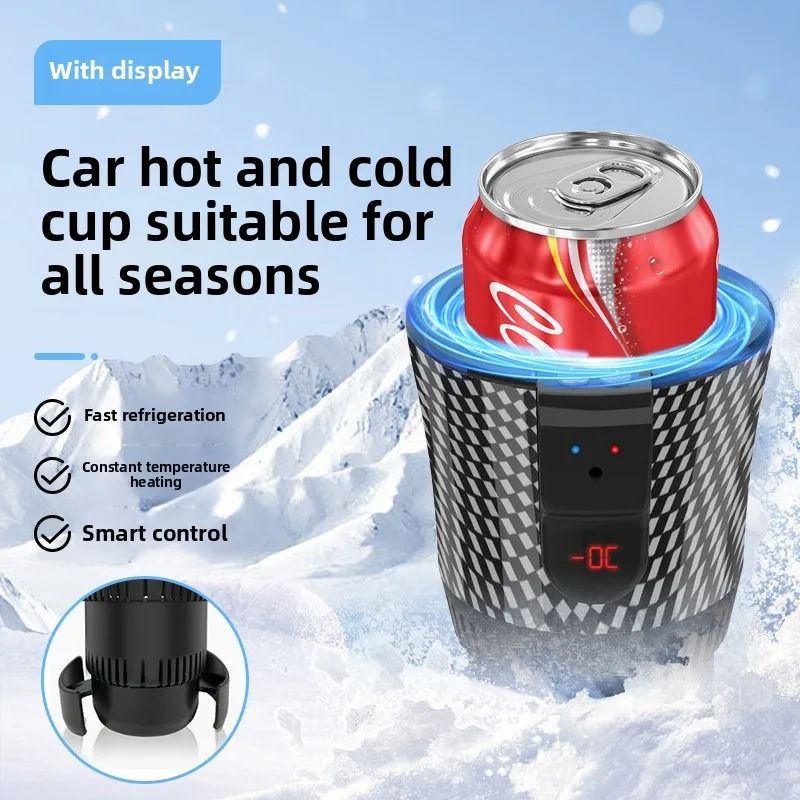 Upgraded 12V Smart 2-in-1 Auto Car Cup Holder for Fast Cooling and Heating of Coffee Water and Beverages