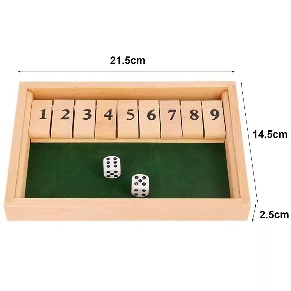 4-Player Wooden Shut The Box Dice Game - Classic Family and Pub Strategy Entertainment