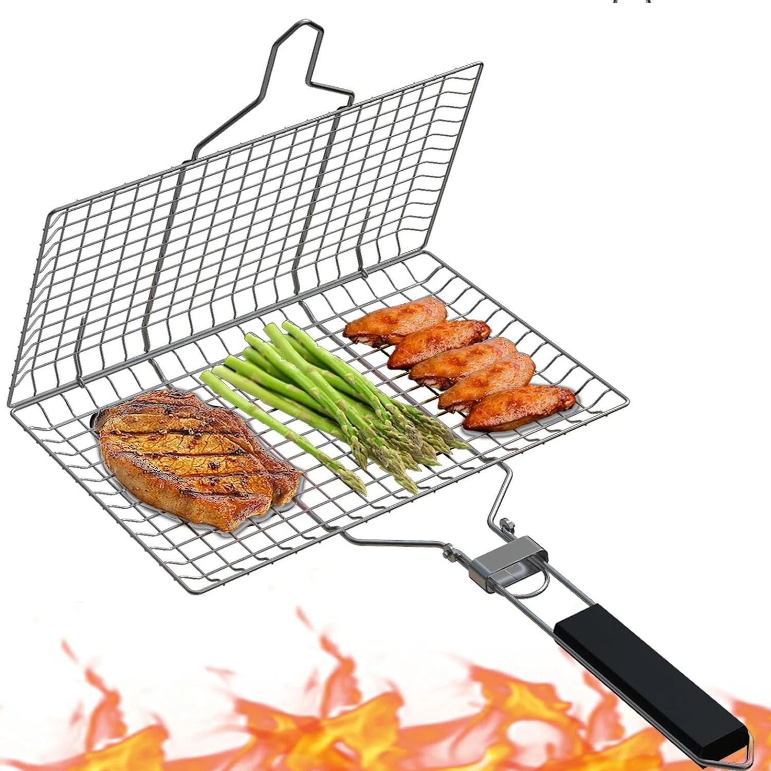 Stainless Steel Folding Grill Basket for Outdoor BBQ