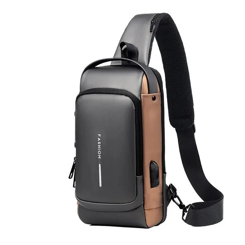 Anti-Theft PU Leather Men's Crossbody Chest Bag