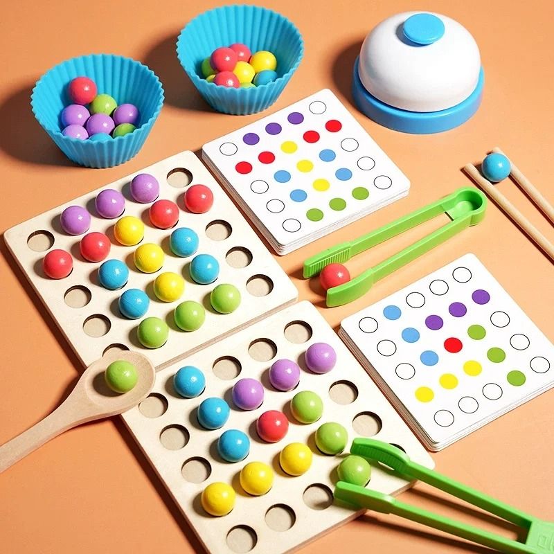 Montessori Wooden Clip Beads Color Sorting Toy | Inspire Uplift