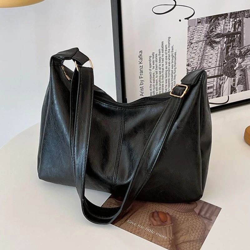 Vintage PU Leather Fashion Commuter Tote and Crossbody Bag