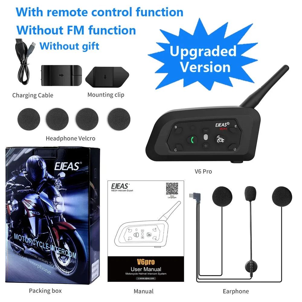 EJEAS V6 PRO+ Motorcycle Helmet Bluetooth Intercom System