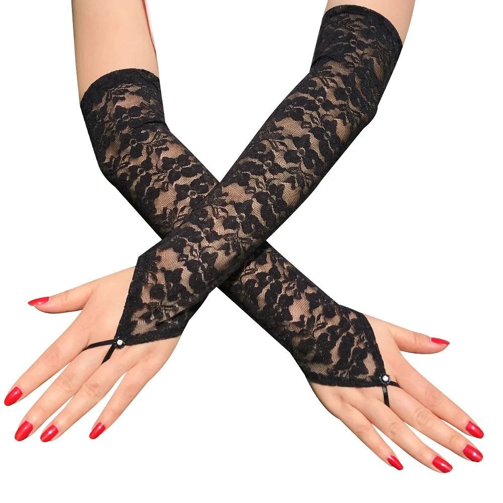 Translucent Mittens Heartstring Sexy Floral Lace Fingerless Mittens | Inspire Uplift