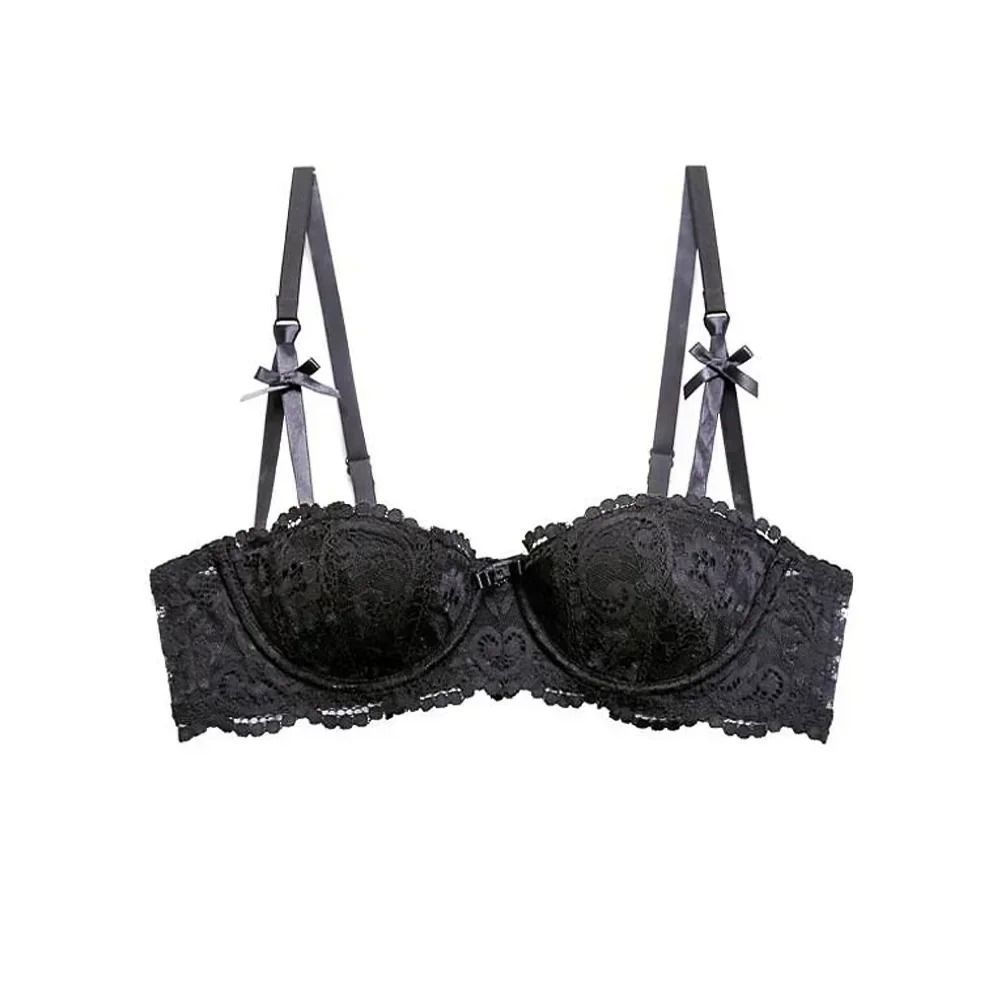 Womens Sexy Lace Half Cup Push-Up French Style Lingerie Soft Deep V Bralette