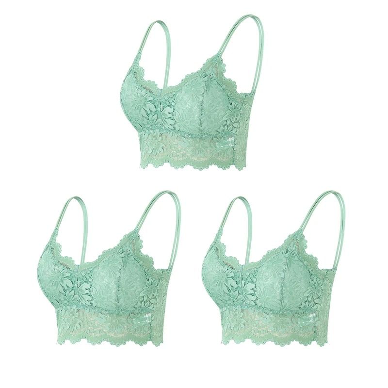 Womens Comfortable Lace Bralette Top Wireless Hollow Out Seamless Underwear