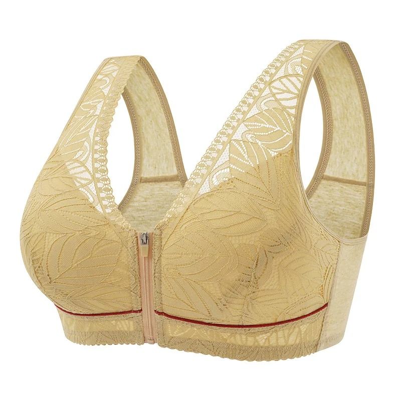 S-6XL Front Zipper Sports Yoga Bra Wireless Lace Tank Top