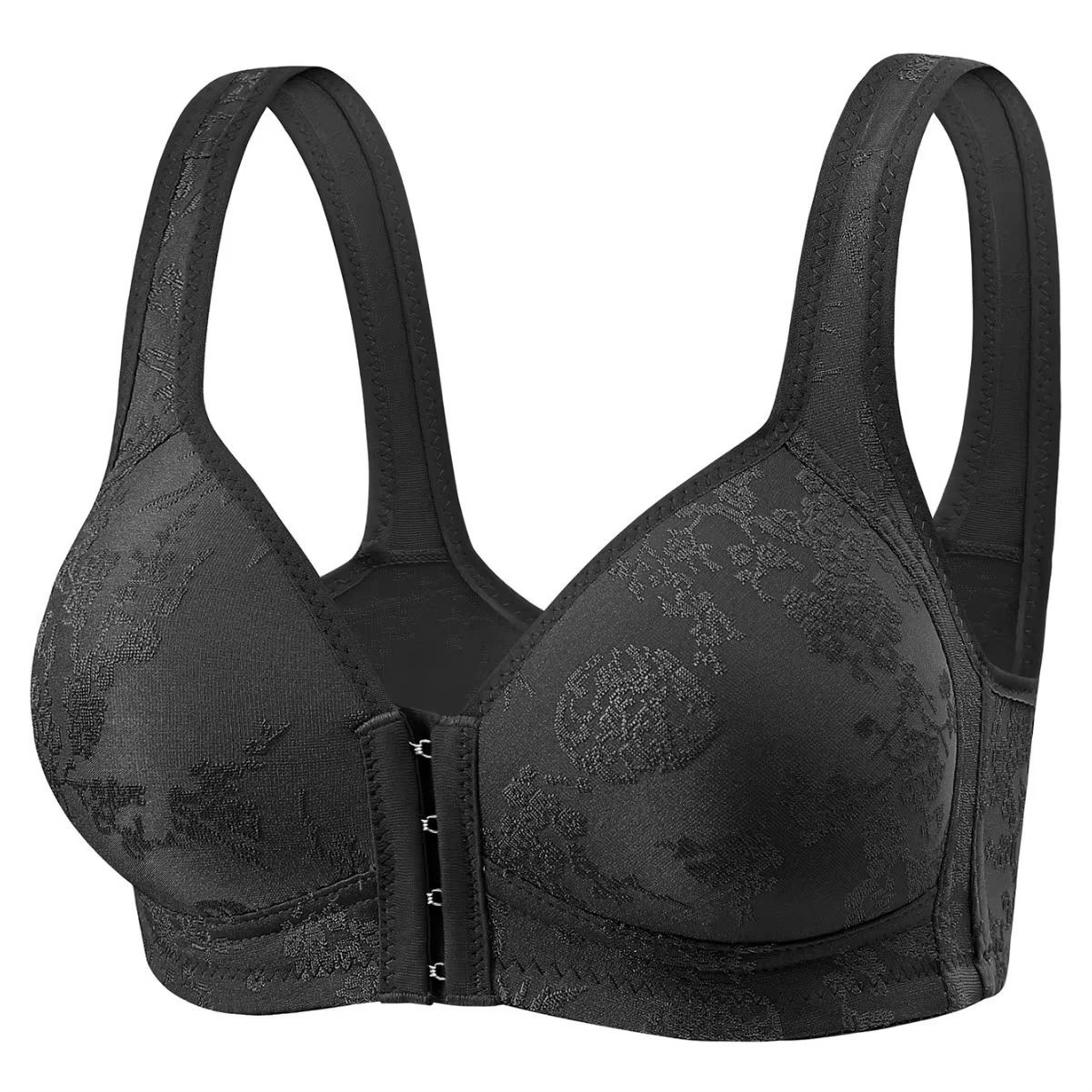 Womens Front Closure Wire-Free Full Coverage Bra for All-Day Comfort