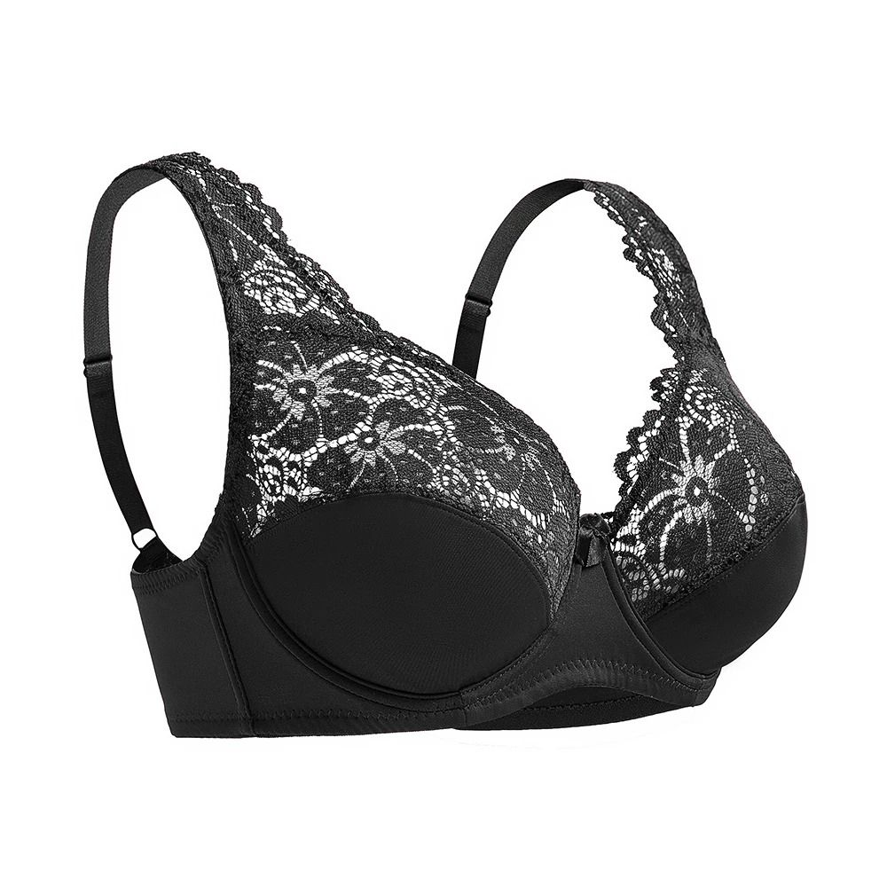 Women's Plus Size Floral Lace Bra | Breathable & Sexy Unlined Underwire Lingerie