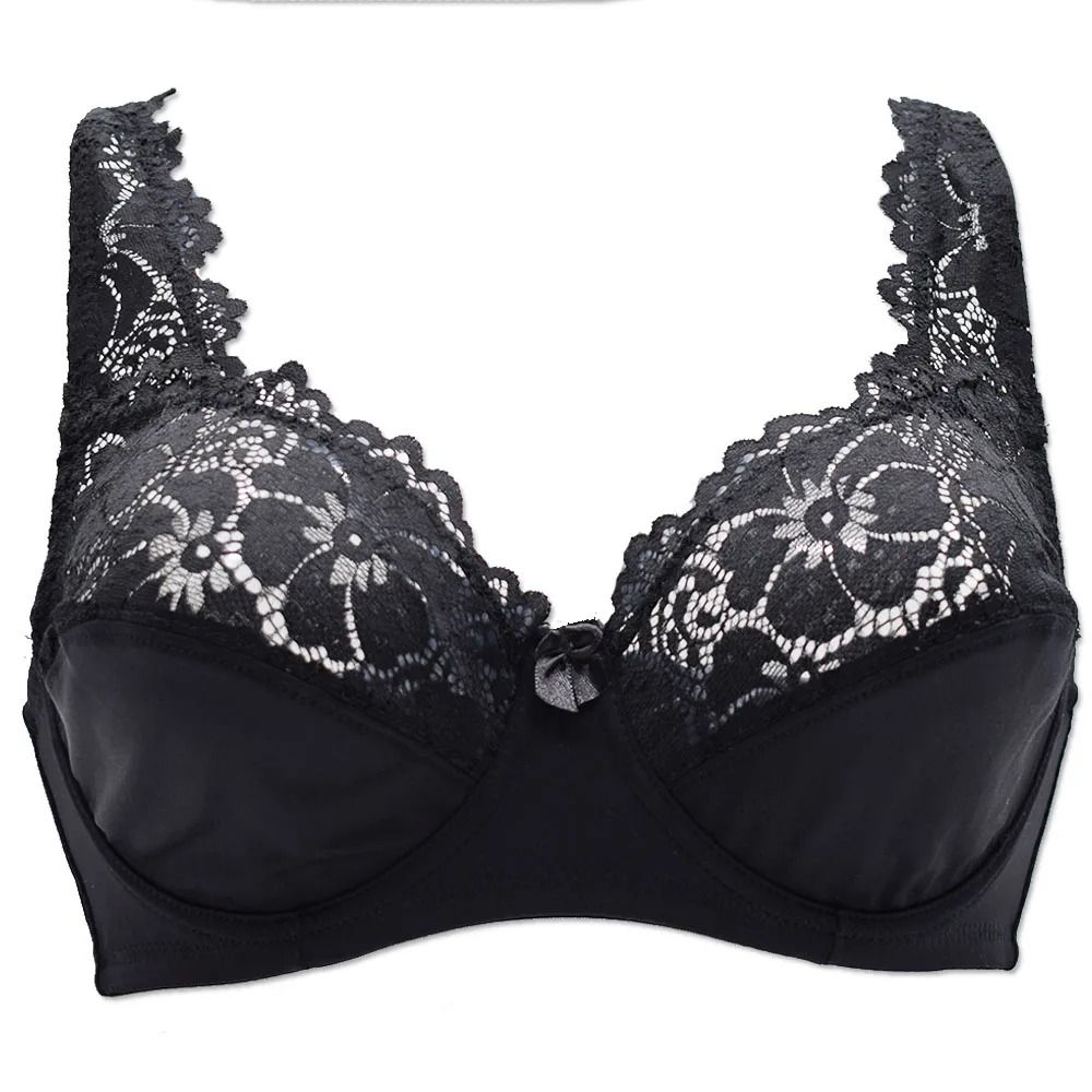 Sexy Embroidery Floral Lace Bra | Plus Size Underwire Plunge Brassiere