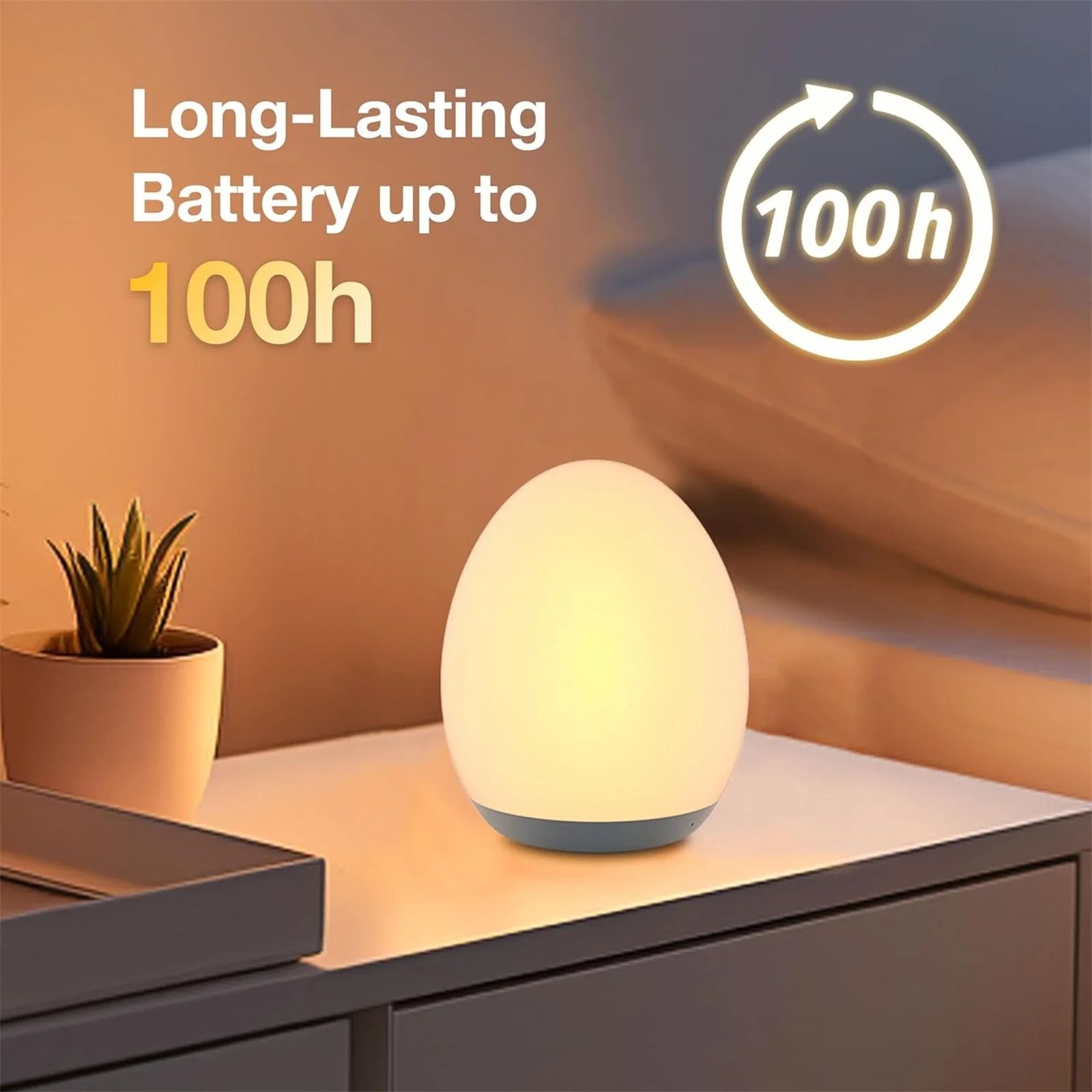 Rechargeable Egg-Shape RGB Pat Light - Eye Protection Night Lamp for Nursery & Outdoor Use