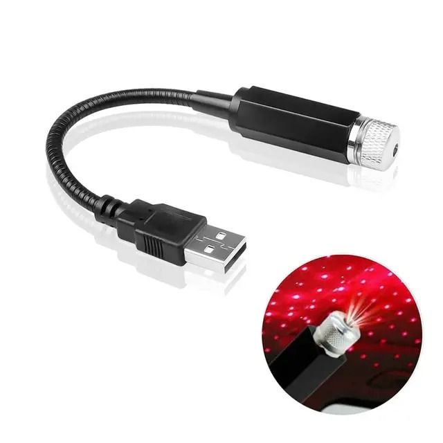 LED Starry Sky Car Laser Projector – USB Powered Galaxy Atmosphere Light for Room & Vehicle Decor