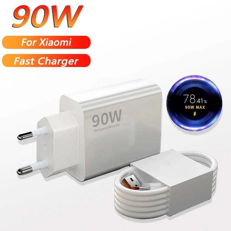 90W Turbo Fast Wall Charger – 6A USB Type-C Charging Kit for Xiaomi 14 Ultra, Redmi Note 13, and POCO X5