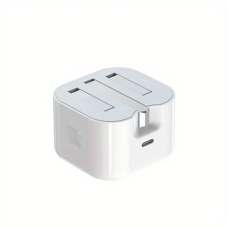 Foldable UK Plug USB-C Fast Charger – 25W PD & QC 3.0 Quick Charge Adapter for iPhone 16 & 15