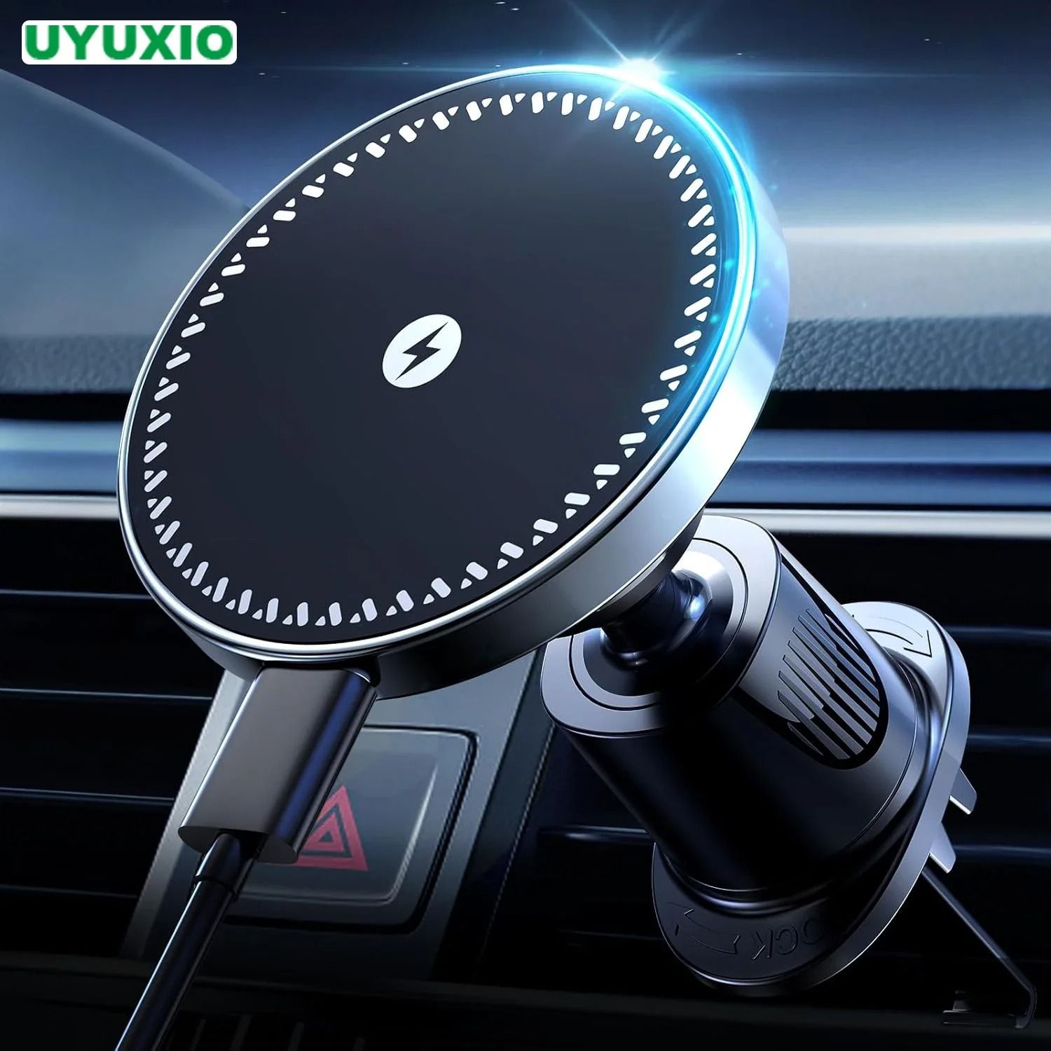UYUXIO 15W Strong Magnetic Wireless Car Charger – Air Vent Phone Holder for iPhone 16, 15, 14, 13, 12 Pro Max & Plus