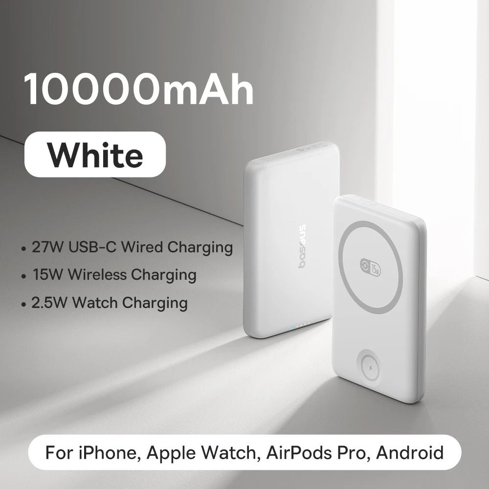 Baseus 27W Magnetic Power Bank – 10000mAh 15W Wireless Fast Charger for iPhone, iWatch & AirPods