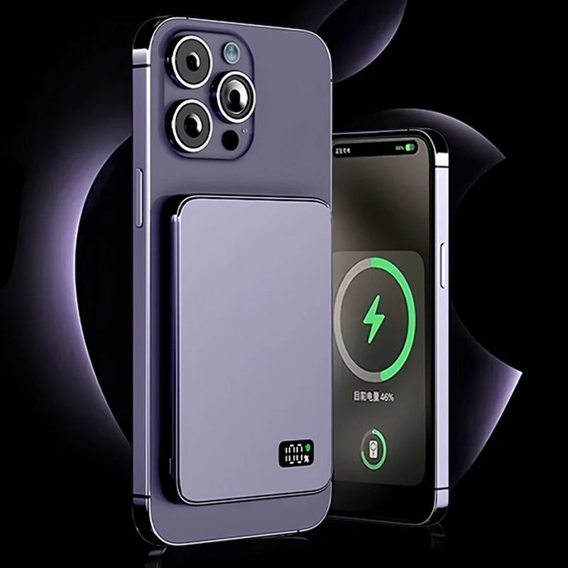 10000mAh Ultra-Thin Magnetic Power Bank – MagSafe Compatible Wireless Fast Charger for iPhone, Samsung & Xiaomi