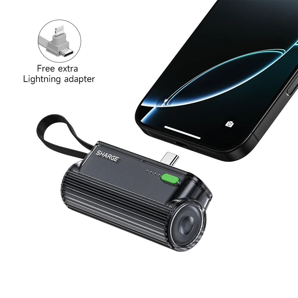 SHARGE Flow Mini 2 Portable Charger - 5000mAh 22.5W Fast Charging Battery Pack for iPhone 16/15 & Android