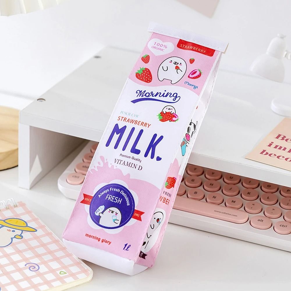 Creative Cartoon Milk Box Pencil Case – Unusual Korean Style Cute School Supply Bag for Girls and Boys