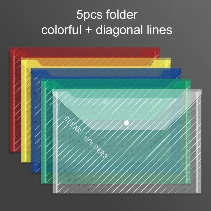 A4 Transparent Waterproof File Bags – 5/10pcs Large-Capacity Snap-on Plastic Storage for Archives