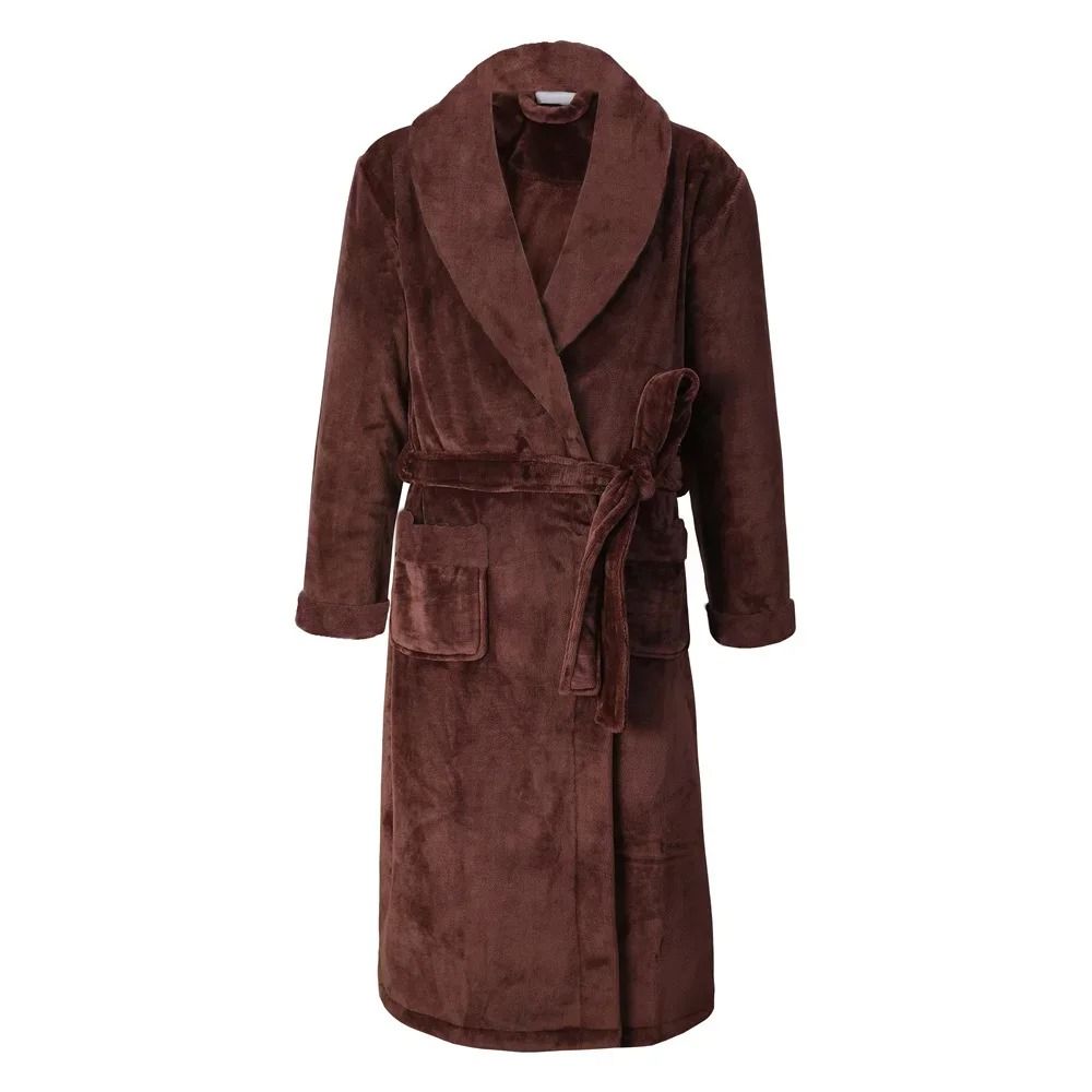 Mens Plus Size Thick Flannel Robe – Professional Coral Fleece Kimono & Winter Sleepwear Gown