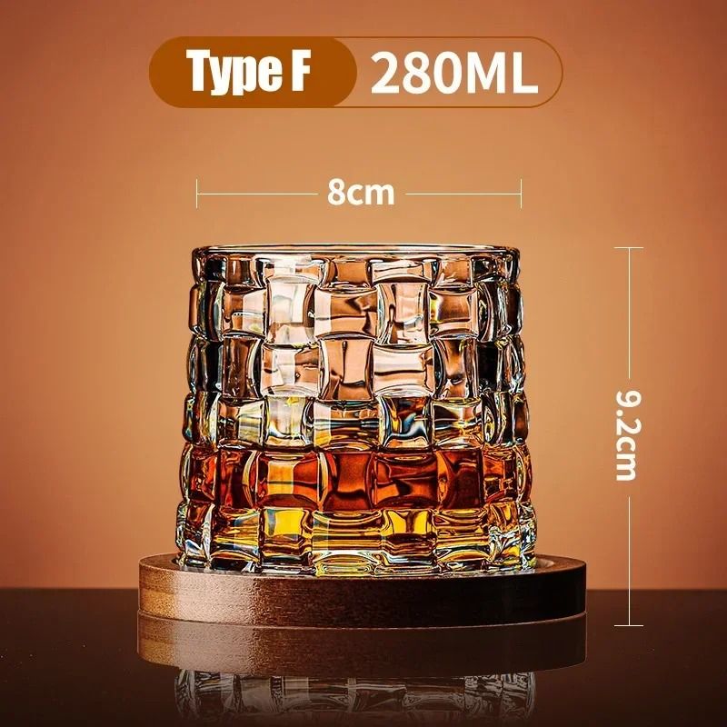 Rotating Crystal Whiskey Tumbler - High-Performance Spinning Brandy Glass with Precision Base