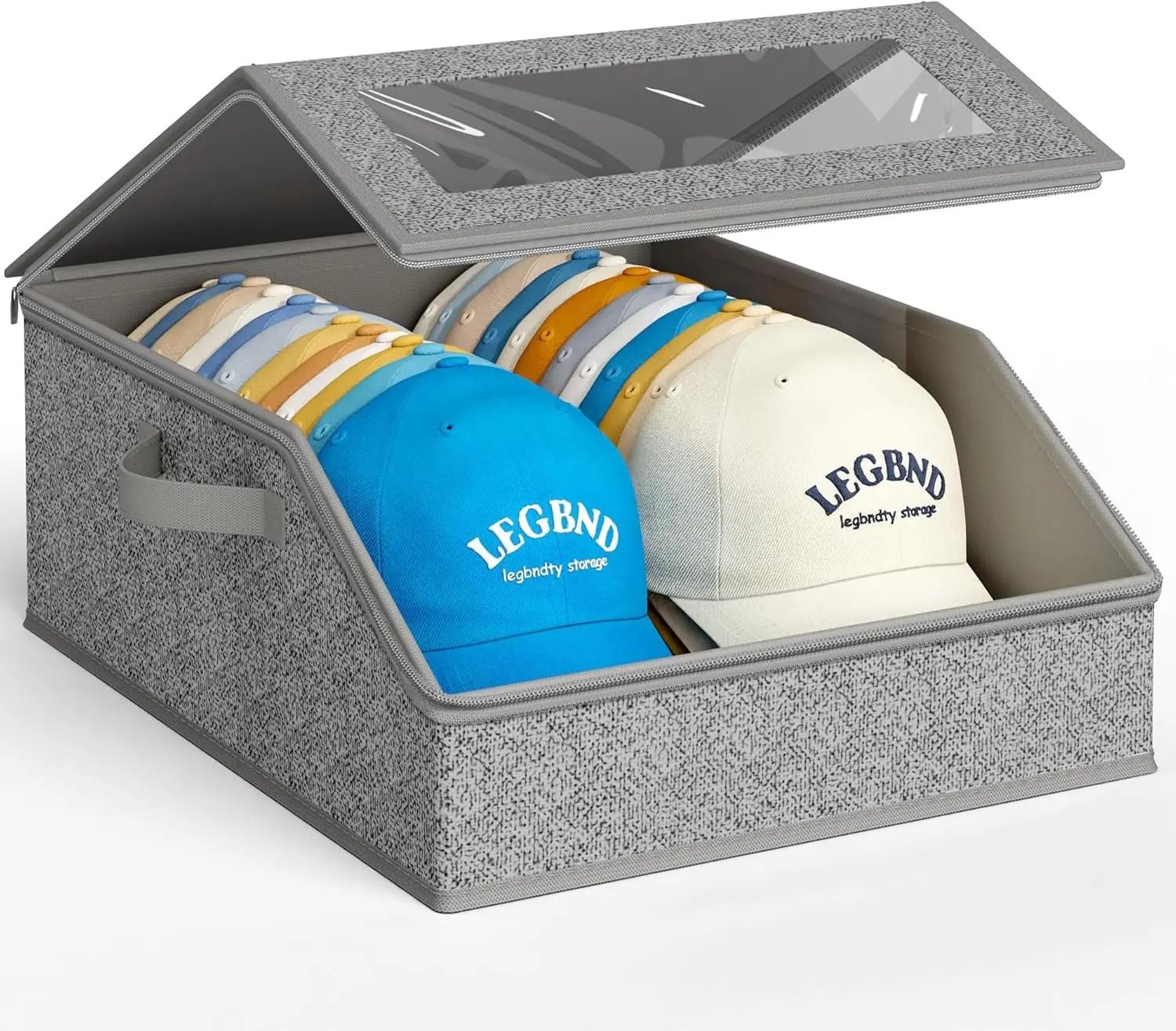 Foldable Baseball Cap Storage Box - Dustproof Zipper Hat Organizer for Wardrobes