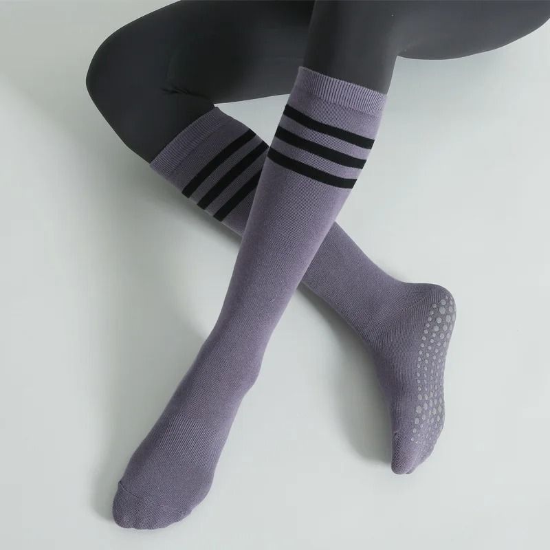 Autumn Winter Women Anti Slip Yoga Socks Cotton Breathable Fitness Pilates Mid Tube Ballet Dance Socks