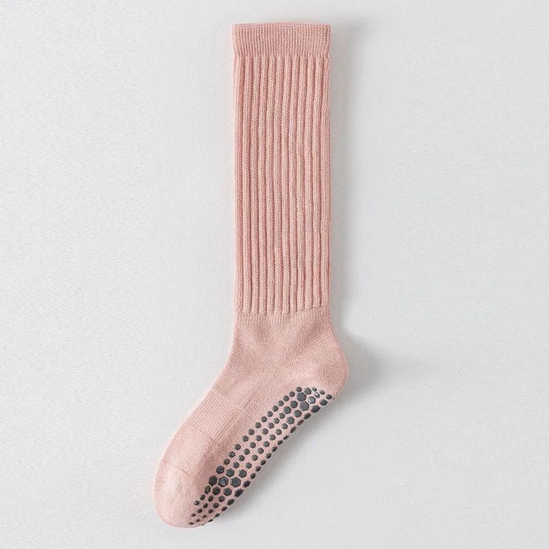 Women Yoga Socks Cotton Dot Silicone Terry Non Slip Pilates Grip Knee High Slouch Socks