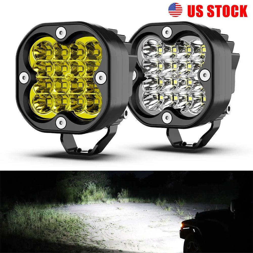 NAOEVO 3-Inch High-Intensity LED Work Light | Dual-Color 6000K/3000K Spotlight for Offroad, Jeep & Motorcycle
