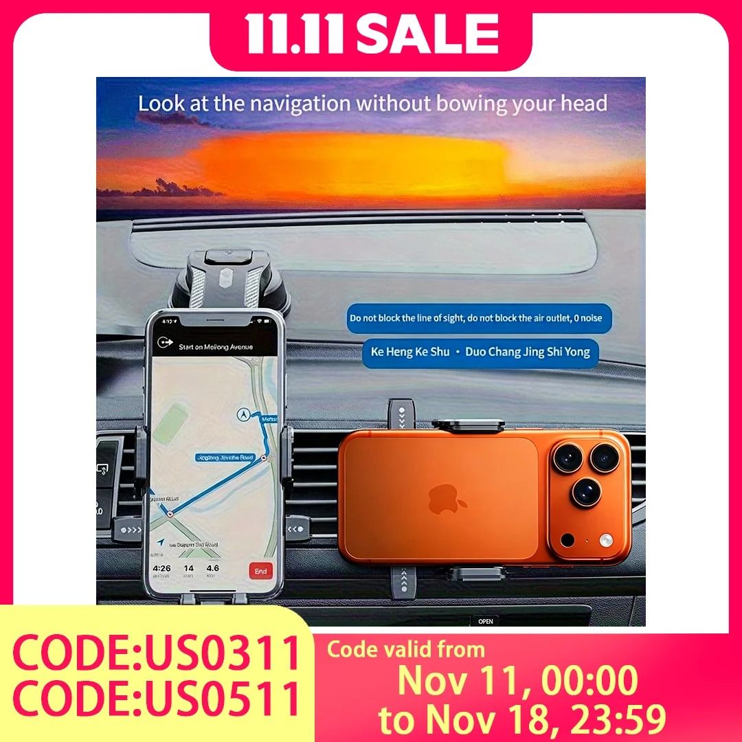 Nano Flexible Silicone Car Phone Holder | 360° Rotation & Unobstructed Screen View for iPhone 17 Series