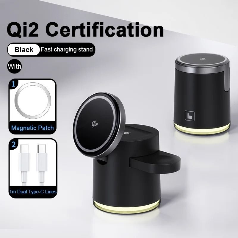 Qi2 Certified 3-in-1 Fast Wireless Charging Station | Foldable Magnetic Dock for iPhone 16 & Apple Watch